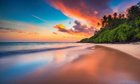 Soft beautiful ocean wave on sandy beach. baeutiful landscape beachの素材