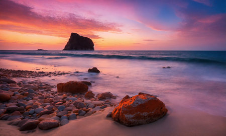 Soft beautiful ocean wave on sandy beach. baeutiful landscape beachの素材