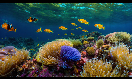 Underwater view of the coral reef. Ecosystem. Life in tropical waters.の素材