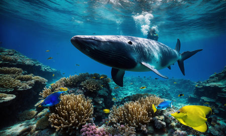 Underwater Scene With Reef And Tropical Fish, amazing natureの素材