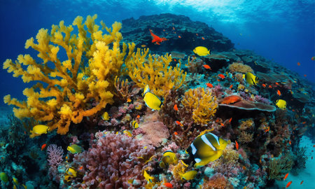 Underwater Scene With Coral Reef And Exotic Fishesの素材