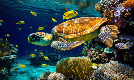 Colorful coral reef of the underwater world. Coral reef underwater. Underwater world sceneの素材
