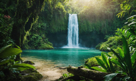 River deep in mountain forest, amazing natureの素材