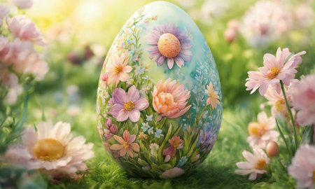 Happy Easter day background with eggs,の素材