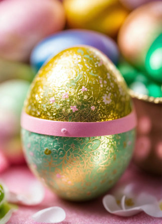 Happy Easter day background with eggs,の素材