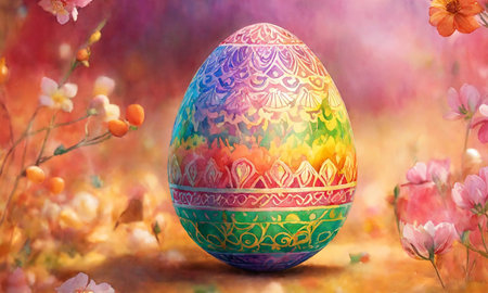Happy Easter background template with beautiful eggs, happy easter dayの素材