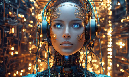 Abstract Artificial intelligence. Technology modern backgroundの素材