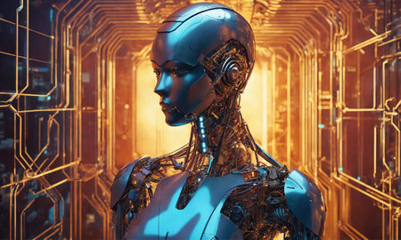 Abstract Artificial intelligence. Technology modern backgroundの素材