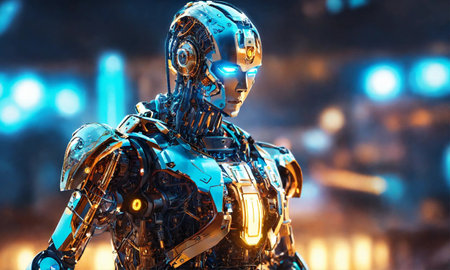Abstract Artificial intelligence. Technology modern backgroundの素材