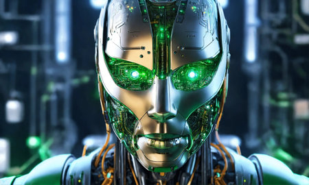 rtificial intelligence AI research of robot and cyborg development for futureの素材