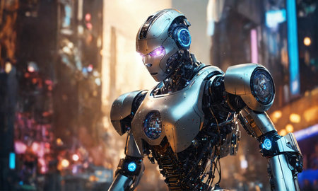 rtificial intelligence AI research of robot and cyborg development for futureの素材
