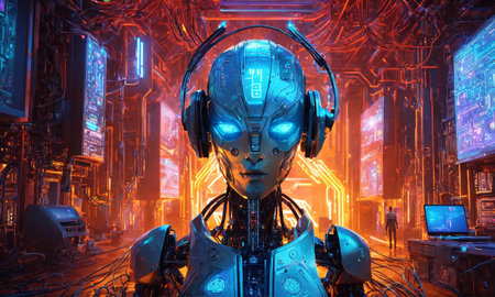 Artificial intelligence concept. Technology background.の素材
