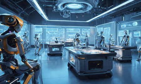 AI (Artificial Intelligence) concept. All machine worksの素材