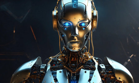 concept of machine learning or artificial intelligence technology, graphic of robotの素材