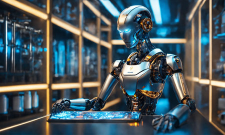 concept of machine learning or artificial intelligence technology, graphic of robotの素材