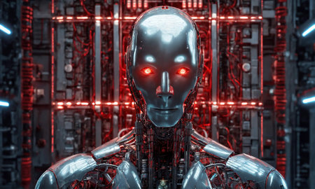 concept of machine learning or artificial intelligence technology, graphic of robotの素材