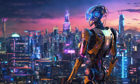 AI research of robot and cyborg development for future of people livingの素材