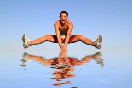 jump over the waterの写真素材