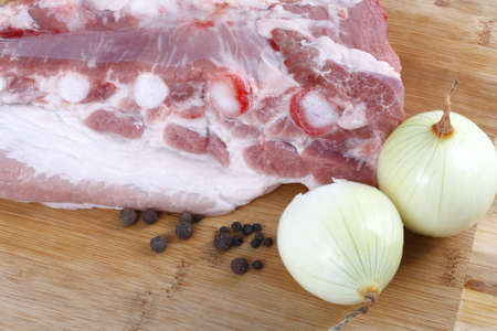 Raw bacon from porkの写真素材