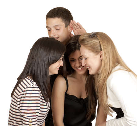 group of young people isolated on a white background