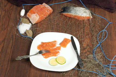 Still Life with Salmon Norwegianの写真素材