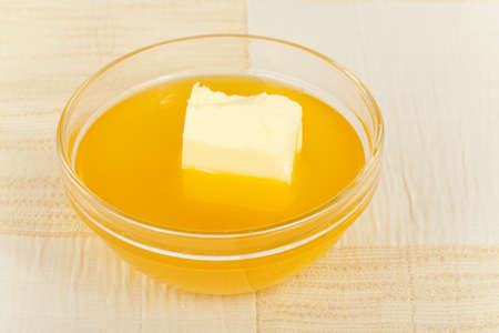 baked butter is not frozen closeup