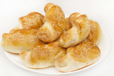 bagels are with sesame seeds from a yeast dough nesdobnoe closeupの写真素材