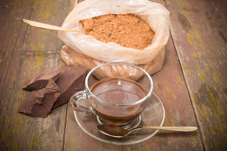 hot chocolate and food processing cocoa beansの写真素材
