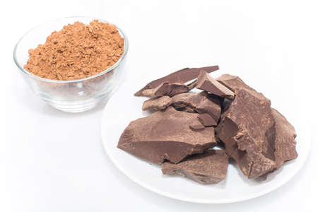 cocoa paste and cocoa powderの写真素材