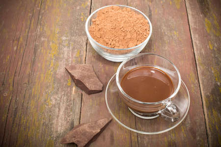 hot chocolate and food processing cocoa beansの写真素材