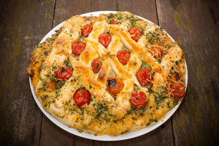 open the meat pie pizza in Ukrainianの写真素材