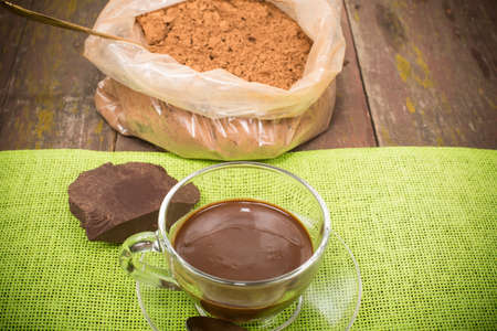 hot chocolate and food processing cocoa beansの写真素材