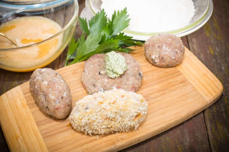the process of cooking fish tacos Ukraineの写真素材