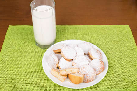 Shortbread cookies with powdered sugarの写真素材