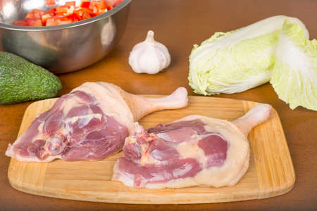 raw duck legs prepared for cookingの写真素材