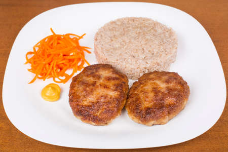 Ukrainian chops garnished with buckwheatの写真素材