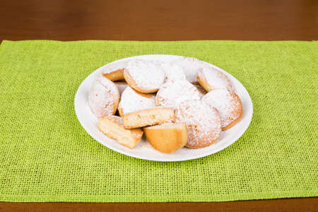 Shortbread cookies with powdered sugarの写真素材
