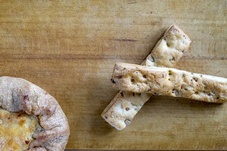 fresh confectionery, cookies, health food wooden backgroundの写真素材