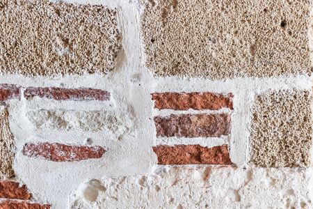 red brick wall texture grunge background with vignetted corners to interior designの写真素材