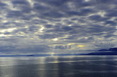 The Inland Passage in Alaska at sunrise