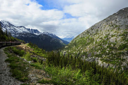 Passenger train from Skagway Alaska to White Passの写真素材
