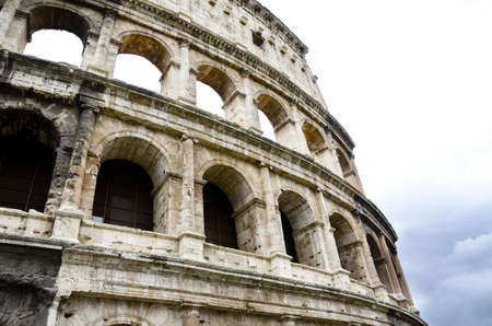 Ruins of the Roman Colosseum in Rome Italyの写真素材