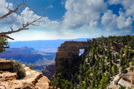 View of the rock formation, Angels Window, North Rim of the Grand Canyonの写真素材