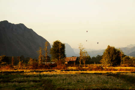 House on the side of fieldのeditorial素材