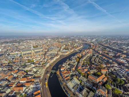 River Spaarne in Haarlemの写真素材
