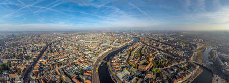 Harlem center with river Spaarneの写真素材
