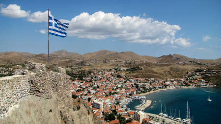 City of Myrina harbor on the Greek island of Limnosの写真素材