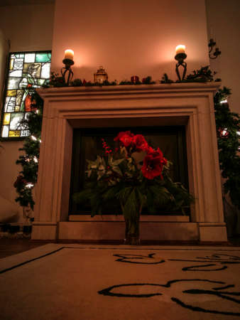 Decorated fireplaceの写真素材