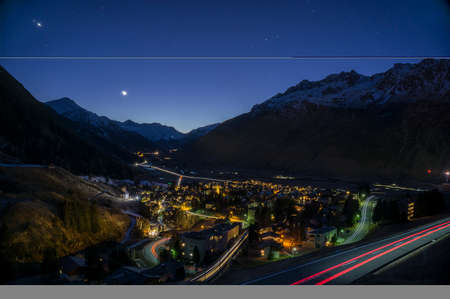 Andermatt, Switzerland at nightの写真素材