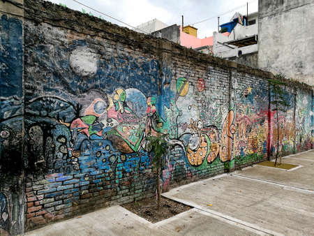 Colorful Wallpainting streetartのeditorial素材